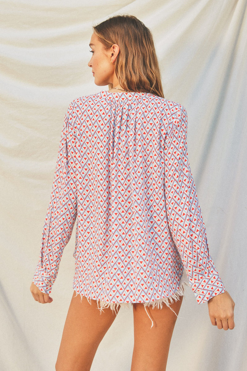 Retro Split Collar Blouse