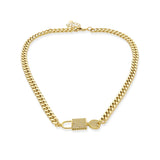 Long & Key Crystal Curb Chain Necklace