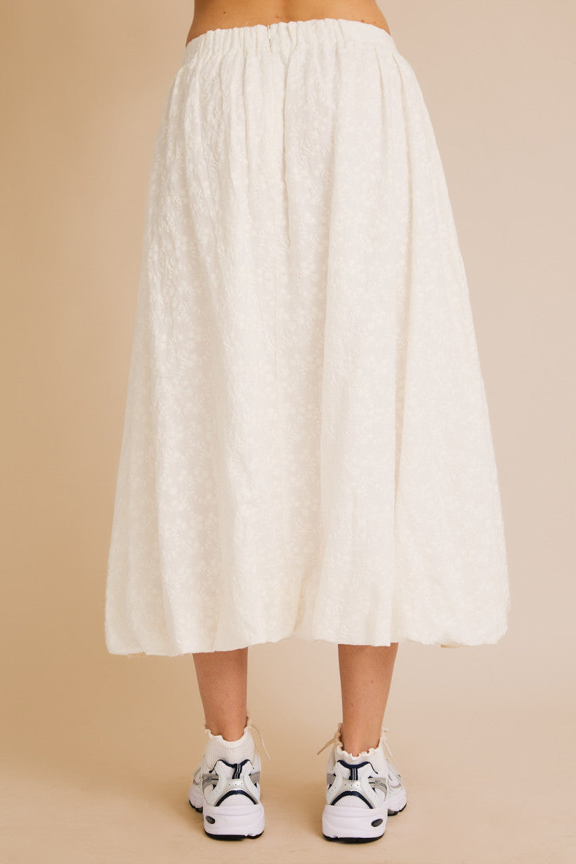 Eyelet Bubble Maxi Skirt White