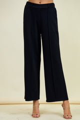 Modal Pintuck Wide Leg Pants Black