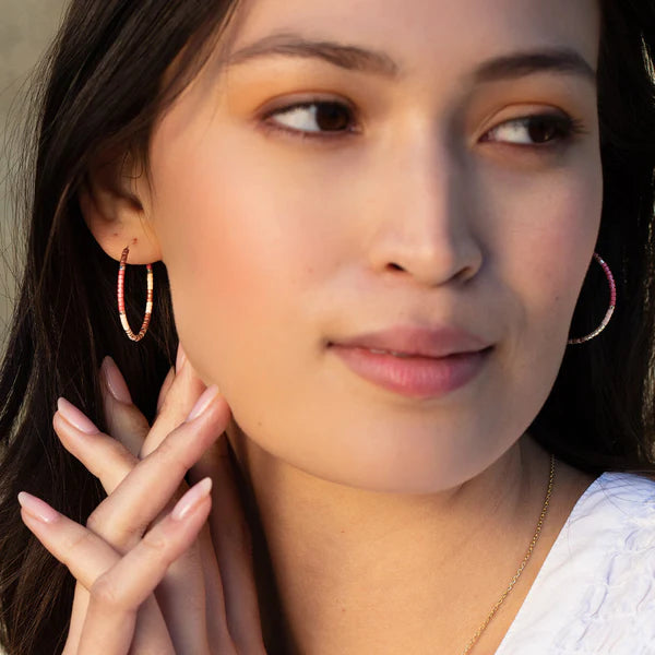 Chromacolor Miyuki Small Hoop Earrings Blush Multi + Silver