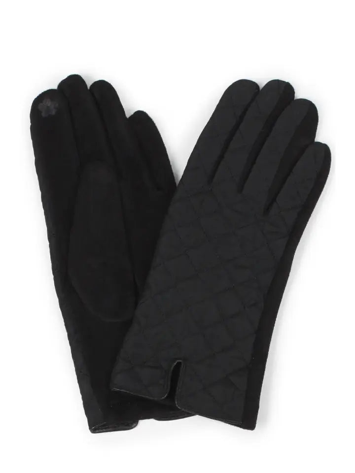 Quilted Smart Touch Gloves Black
