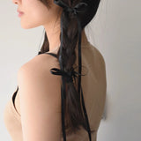 Satin Ribbon Hair Bow Pin Set Black
