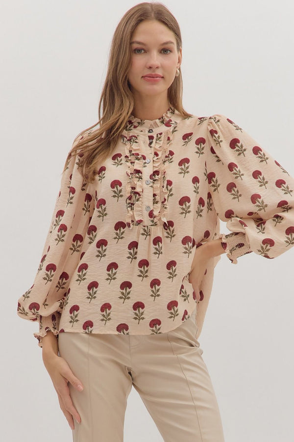 Vintage Carnation Top Ecru