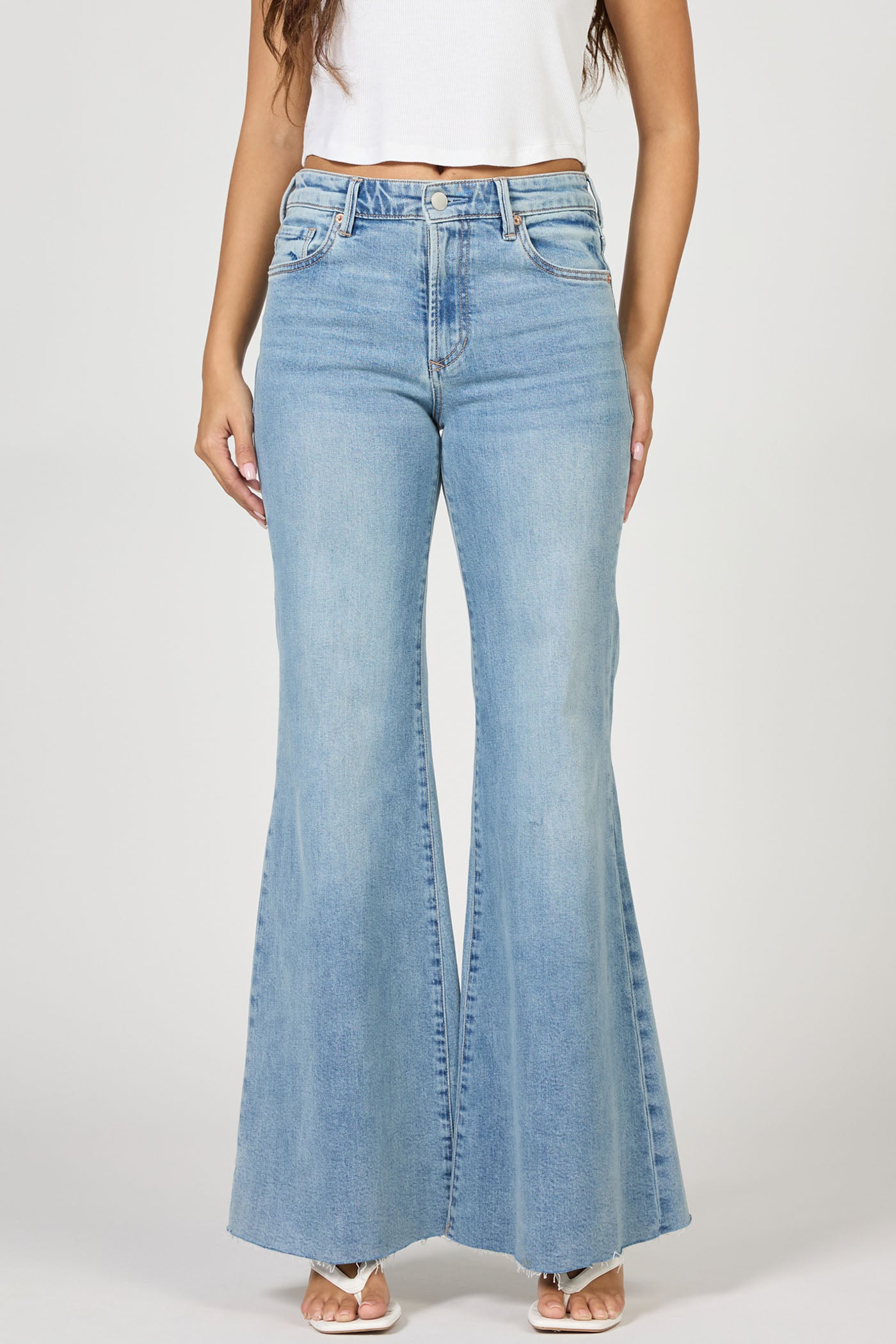 Hendrix High Rise Raw Cut Hem Wide Leg Jeans Hillcress
