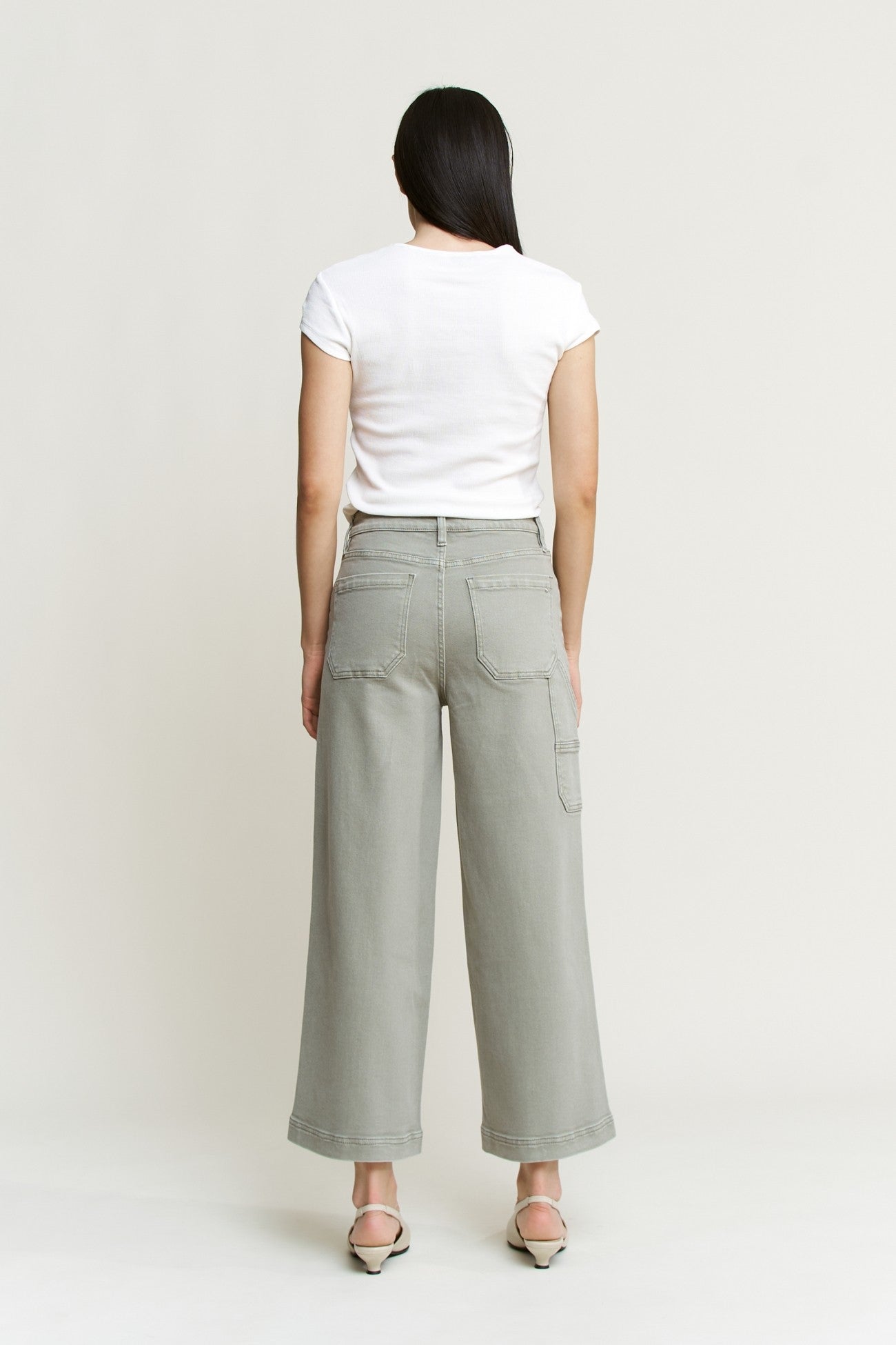 Super High Wise Cropped Utility Pants Summer Green