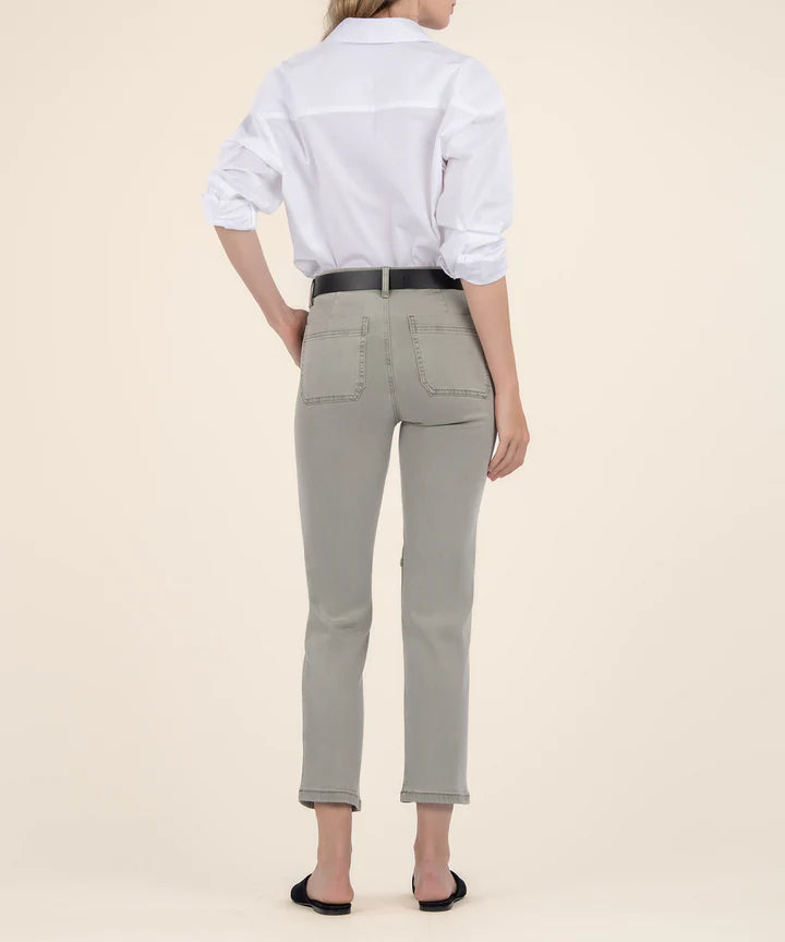 Reese High Rise Straight Crop Moto Jeans Army Green