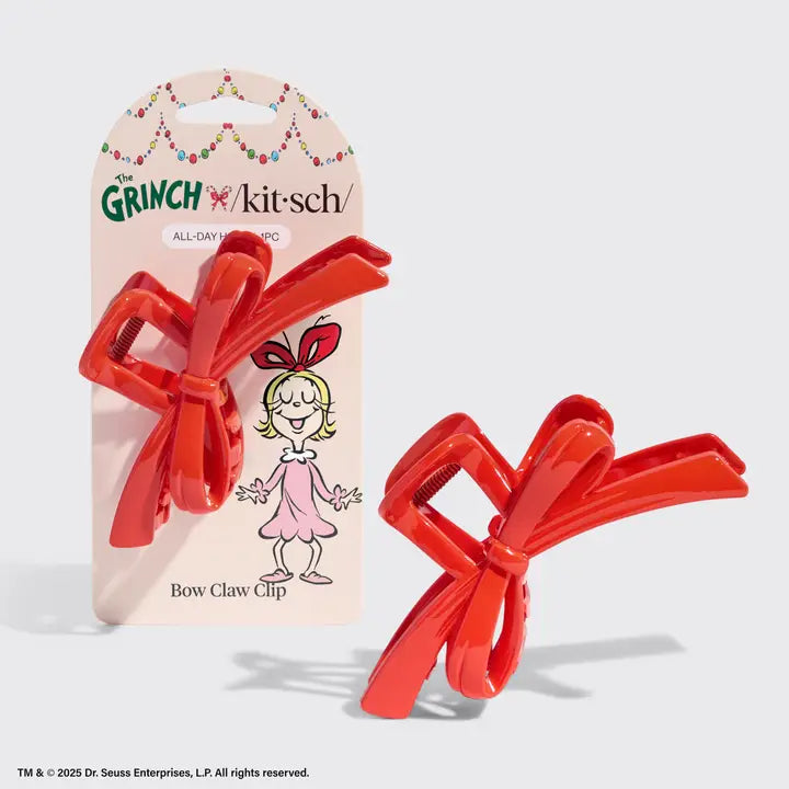 The Grinch X Kitsch Red Bow Claw Clip