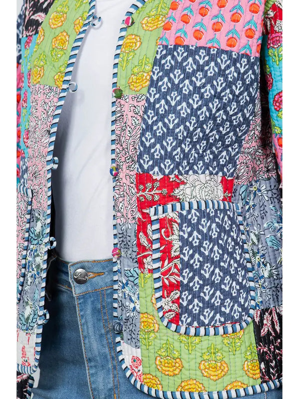 Stella Floral Quilted Patchwork Reversible Jacket Multicolor