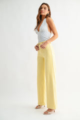 Mini Patch Pocket Wide Hem Flare Jeans Sunshine