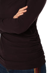 Shirred Detail Mock Neck Knit Top Java