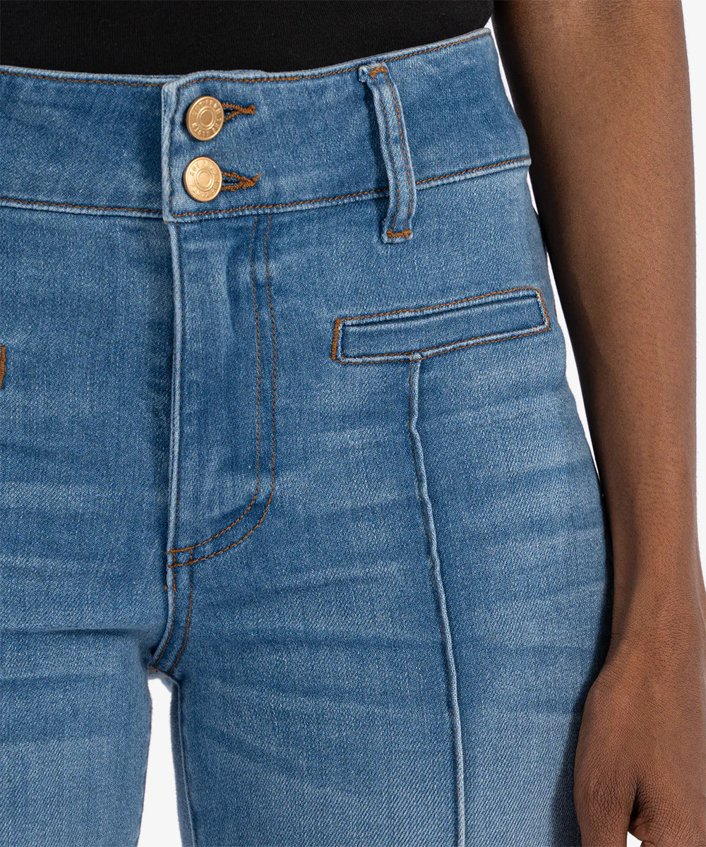 Kelsey Welt Pocket Front Seam High Rise Ankle Flare Quality