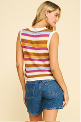 Multi Stripe Sweater Tank Ivory Mix
