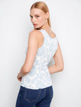 Printed Smocked Tank Bluebell