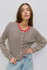 Montana Stripe Cardigan Brown + White