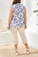 Tied Frill Neck Printed Tank Sea Haven
