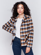 Reversible Plaid Oversized Jacket Truffle