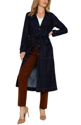 Notch Collar Denim Self Belt Duster Jacket Altadena