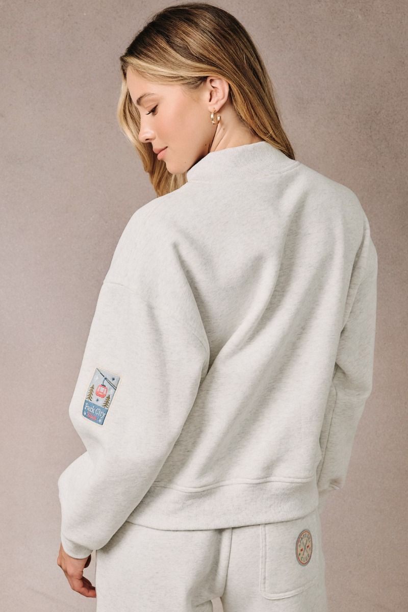 Ski Patches Mock Neck Sweatshirt Melange