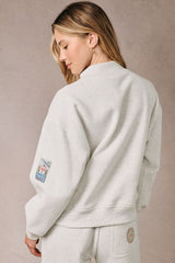 Ski Patches Mock Neck Sweatshirt Melange