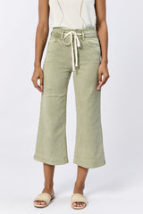 Audrey Tie Belt Crop Pants Sage
