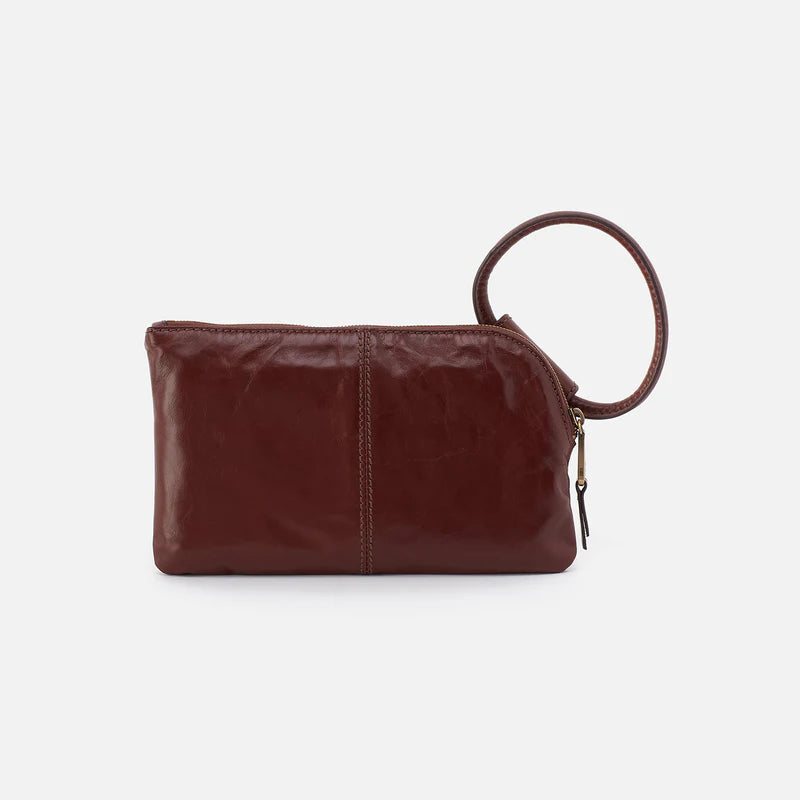 Sable Polished Leather Clutch Chocolate