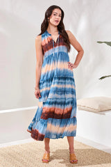 Ombre Stripe Tiered Maxi Dress Sky