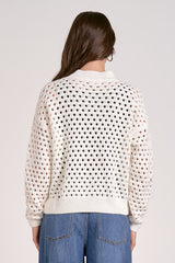 Open Net Knit Zip Zip Sweater White