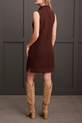 Sleeveless Mock Neck Sweater Dress Marsala