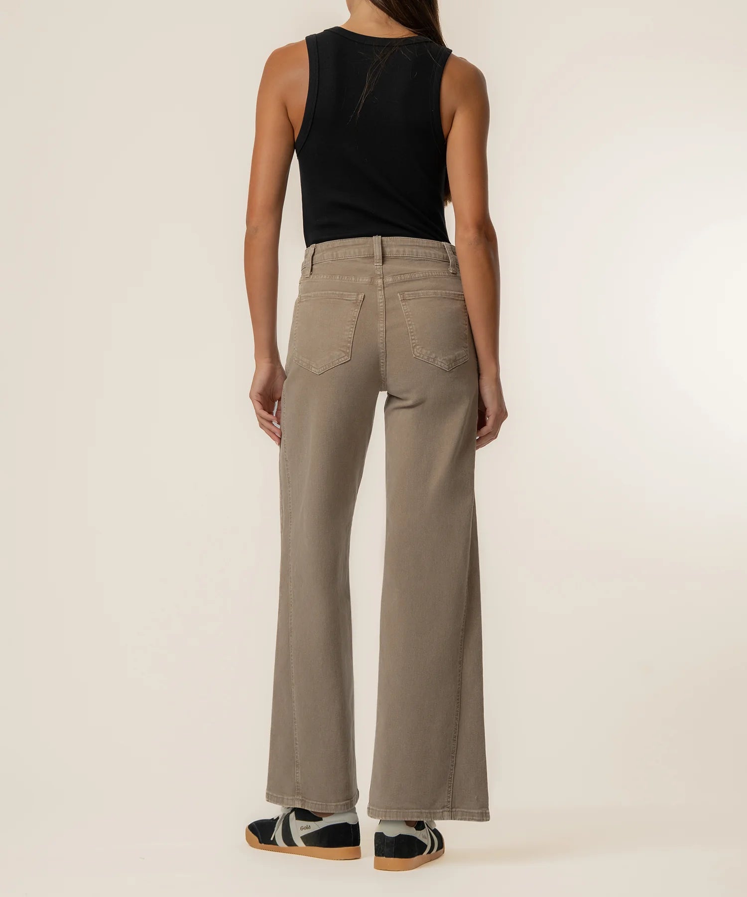 Meg High Rise Wide Leg Pants Milk Tea