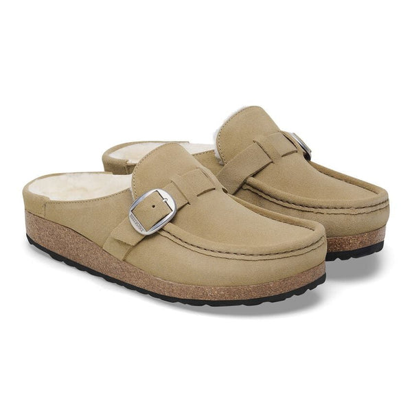 Buckley Suede Sherling Clogs Taupe