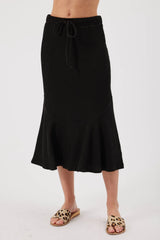Maura Ribbed Midi Skirt Black