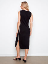 Blanket Stitch Detail Sleeveless Sweater Midi Dress Black