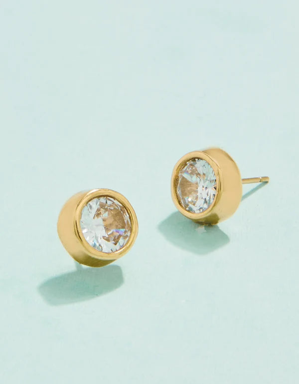 Lighthouse Cubic Zirconia Stud Earrings - Gold