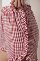 Ruffle Gingham Shorts Red White Gingham