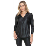Hi Low Zipper Top Black Leather