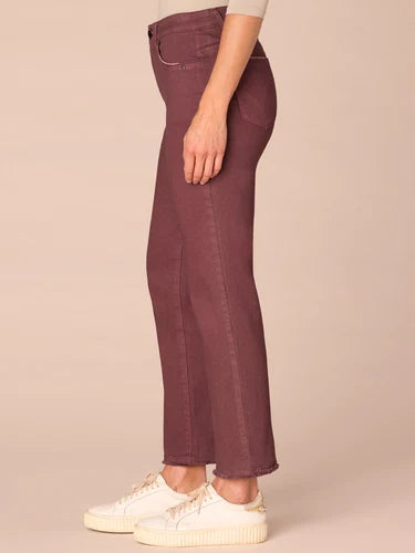 Ab Solution High Rise Slim Clean Hem Straight Pants Fig Jam
