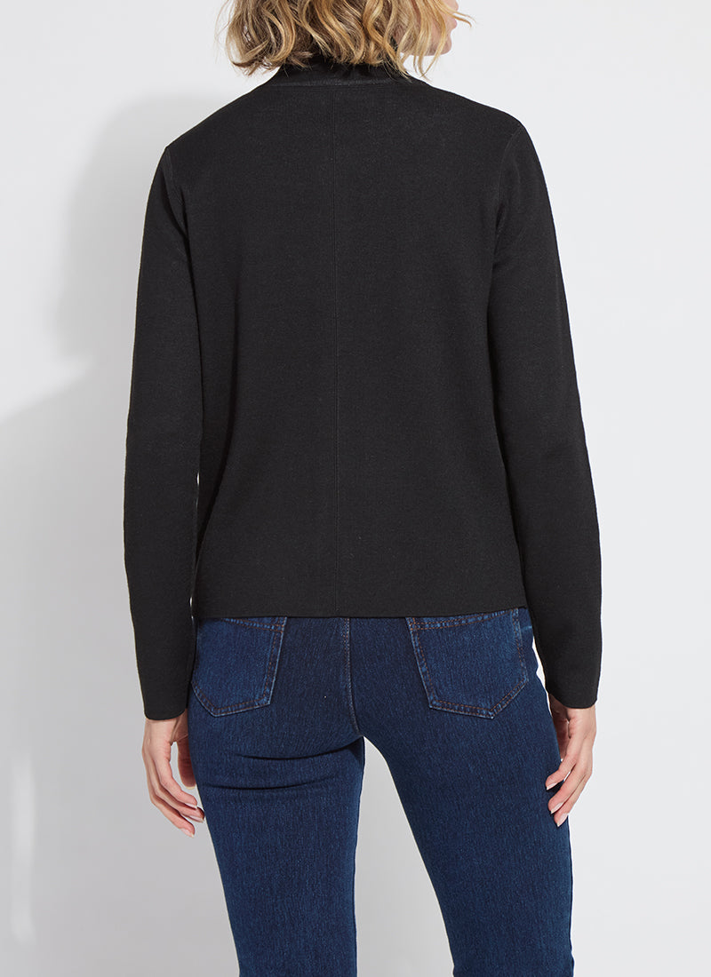 Reversible Cashmere Zip Up Cardigan Black + Pearl Grey Melange