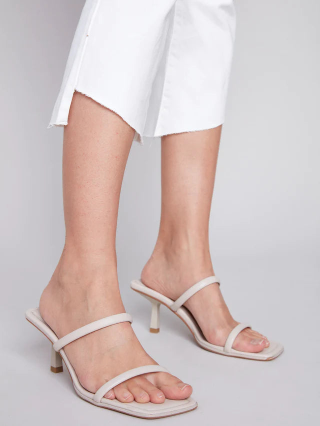 Curved Fray Hem 5 Pocket Stretch Twill Pants White