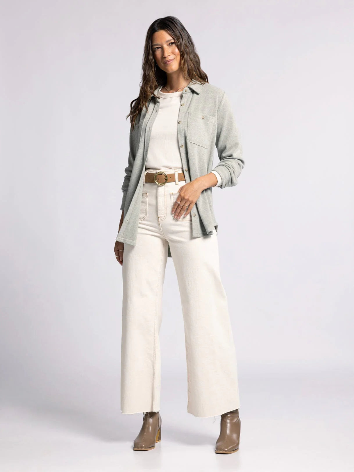 Lewis Button Up Shirt Vetiver Heather