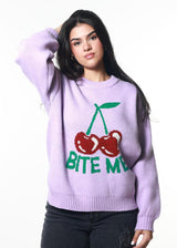 Bite Me Cherries Oversize Sweater Lilac