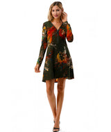 Long Sleeve Zipper Dress Olive Mix Splash