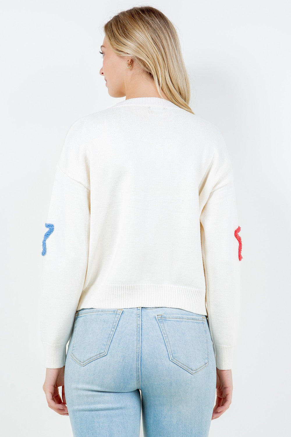 Boucle Stars Crew Neck Sweater Ivory