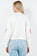 Boucle Stars Crew Neck Sweater Ivory