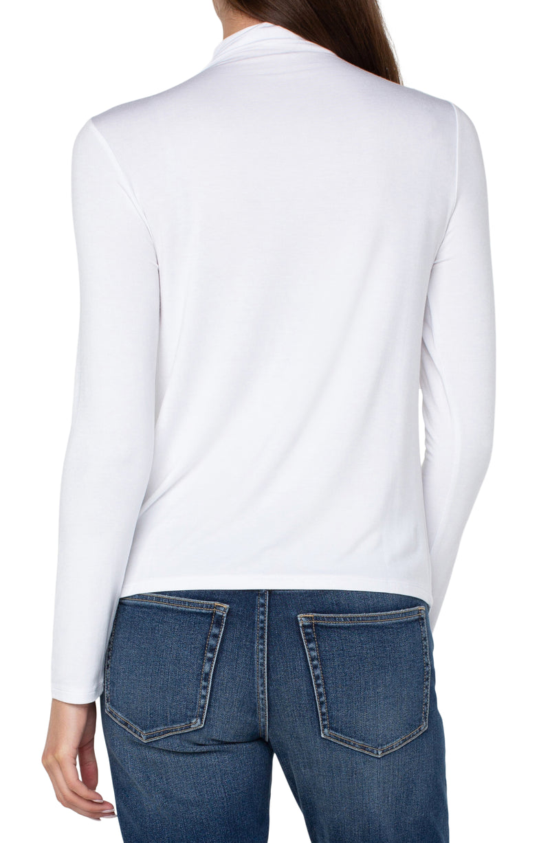 Long Sleeve Mock Neck Knit Top White