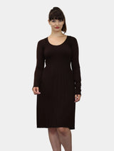 Knee Length Long Sleeve Dress Chocolate