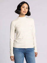 Liz Metallic Stripe Top Off White Metallic Tan