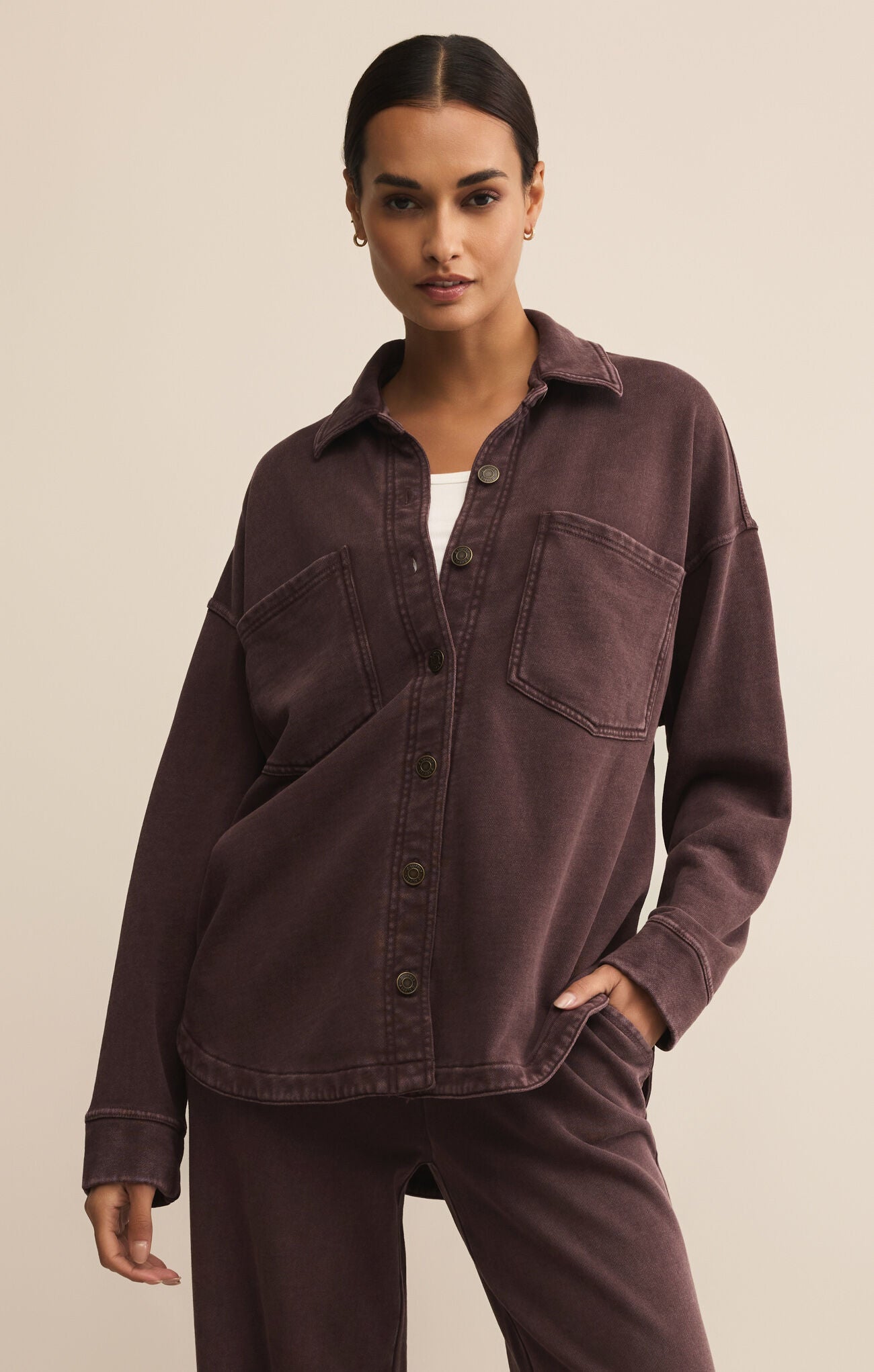 All Day Knit Jacket Chocolate Cherry