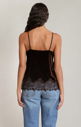 Velvet Lace Detail Cami Chocolate