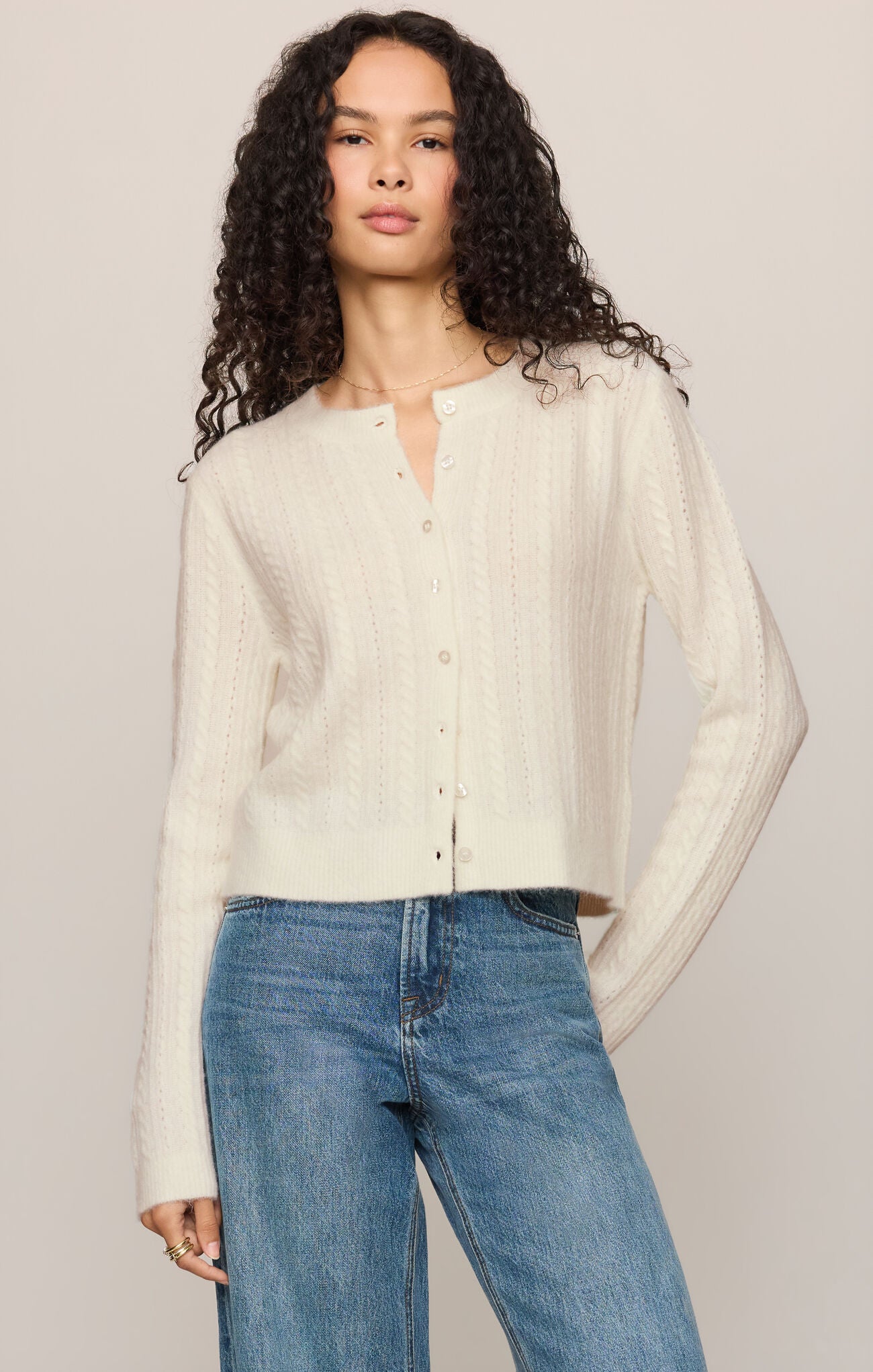 Medina Pointelle Cardigan Cloud
